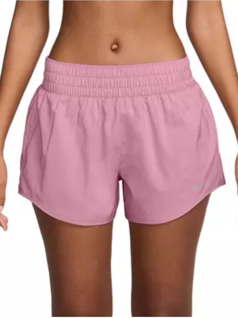 Nike Women's One Dri-FIT Mid-Rise 3" Brief-Lined Shorts-Pink